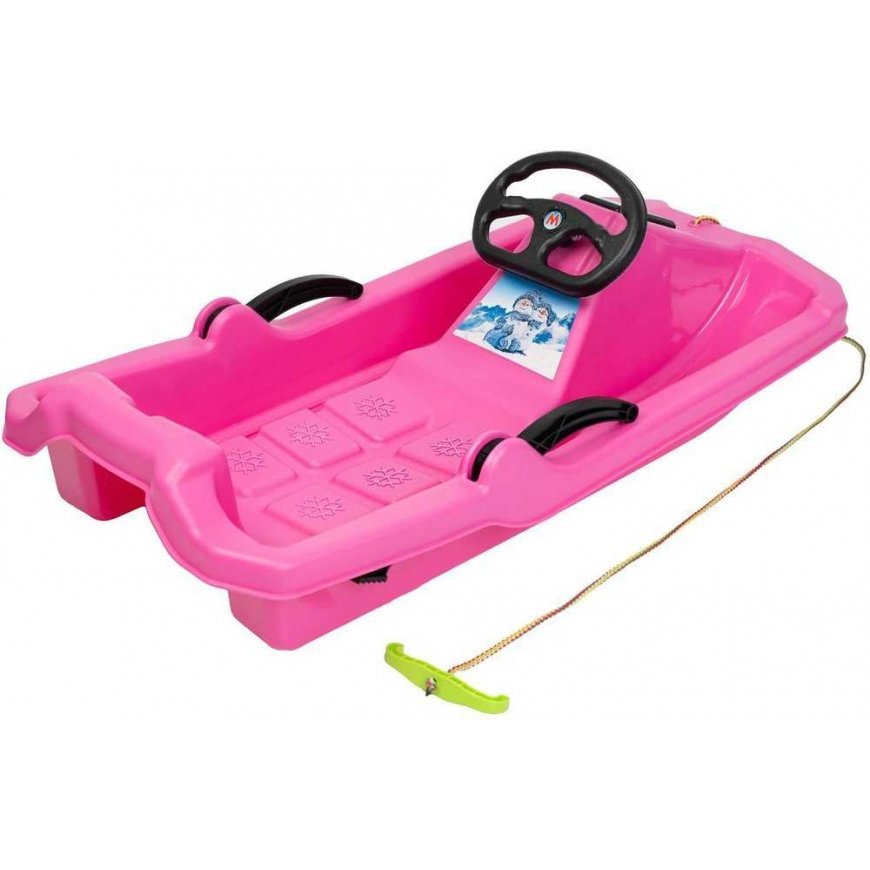 Enero PLASTIC SLEDGE WITH BRAKE AND VARANA ADAŚ 84x43x25cm PINK – 3