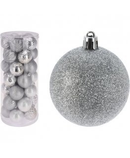 Christmas Decoration DEKORATYVINIS PLASTIKINIS KUMULYS 6CM RINKINYS 35 VNT SIDABARAS