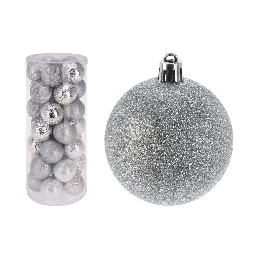 Christmas Decoration DEKORATYVINIS PLASTIKINIS KUMULYS 6CM RINKINYS 35 VNT SIDABARAS