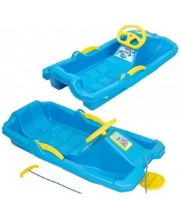 Enero PLASTIC SLEDGE WITH BRAKE AND HAND ADAŚ 84x43x25CM BLUE