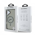 Karl Lagerfeld dėklas, skirtas iPhone 16 Plus 6,7" KLHMP16MHLSKCK juoda kieta IML metalinė Karl&Choupette galvutė MagSafe
