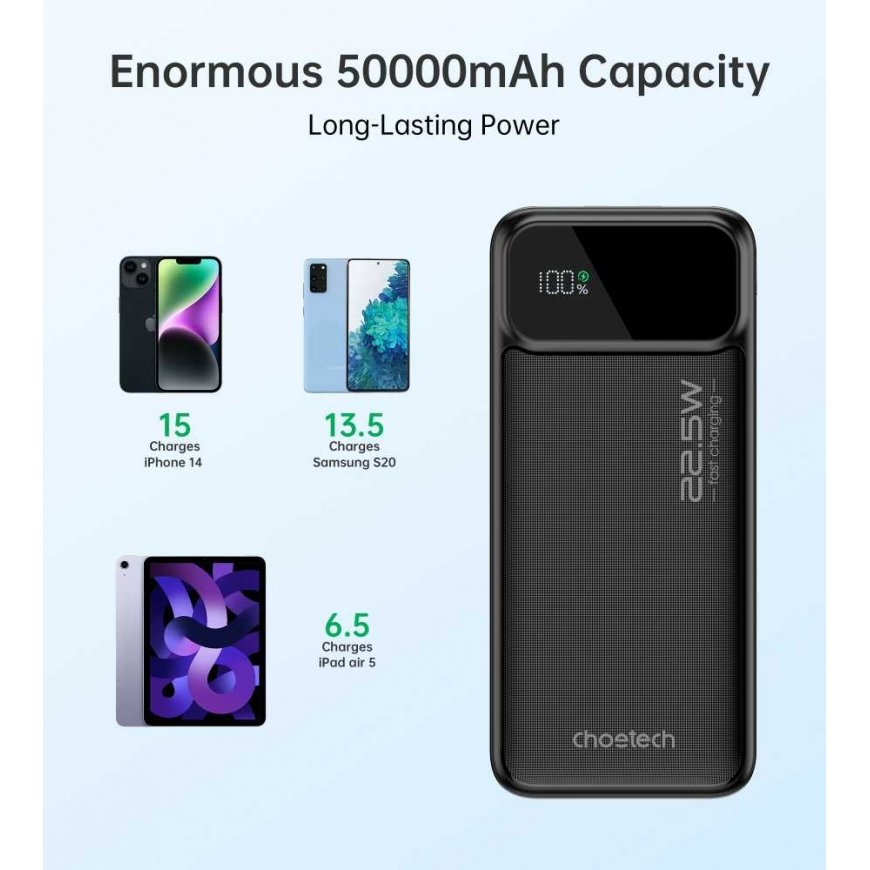 External battery Power Bank Choetech B732 22.5W 50000mAh black – 2