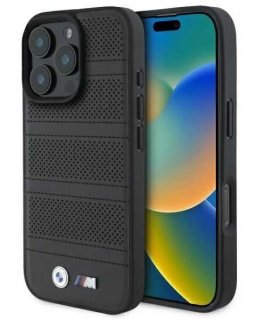 Case BMW BMHMP16X23PUSPK iPhone 16 Pro Max 6.9" black/black hardcase M Perforated And Stitched Line MagSafe