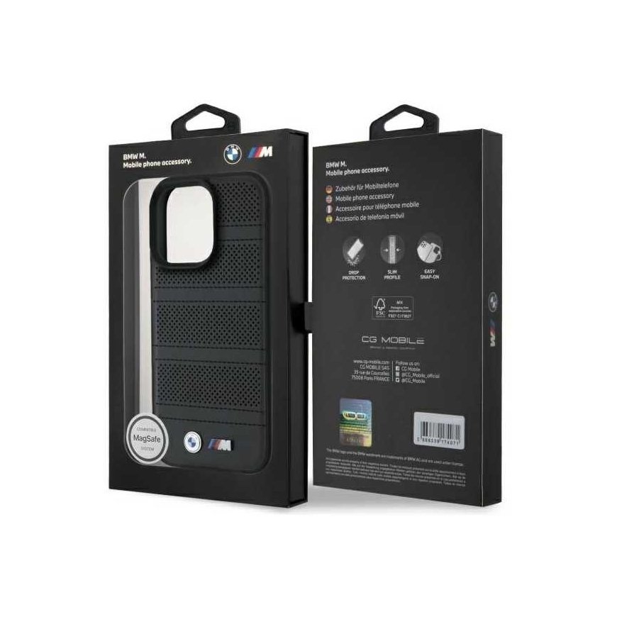 Dėklas BMW BMHMP16X23PUSPK iPhone 16 Pro Max 6.9" juoda/juodas hardcase M Perforated And Stitched Line MagSafe – 2