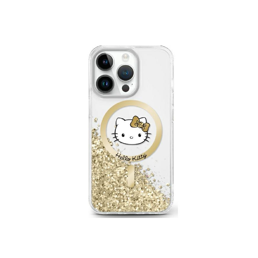 Dėklas Hello Kitty HKHMP16SLGDIH iPhone 16 6.1" balta auksinė/baltas auksinis hardcase Liquid Glitter Fever MagSafe