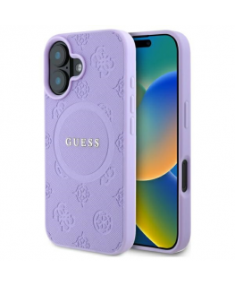 Case Guess GUHMP16MPSAPSMEU iPhone 16 Plus 6.7" purple/purple hardcase Saffiano Peony Classic Logo MagSafe