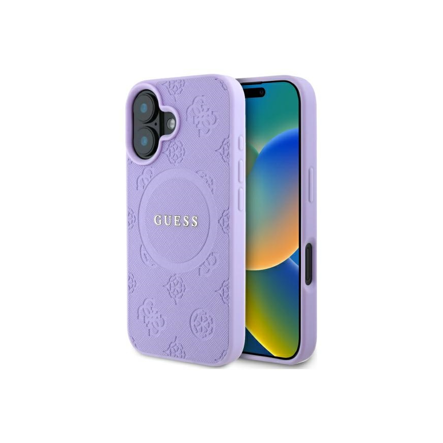 Dėklas Guess GUHMP16MPSAPSMEU iPhone 16 Plus 6.7" violetinė/violetinė hardcase Saffiano Peony Classic Logo MagSafe