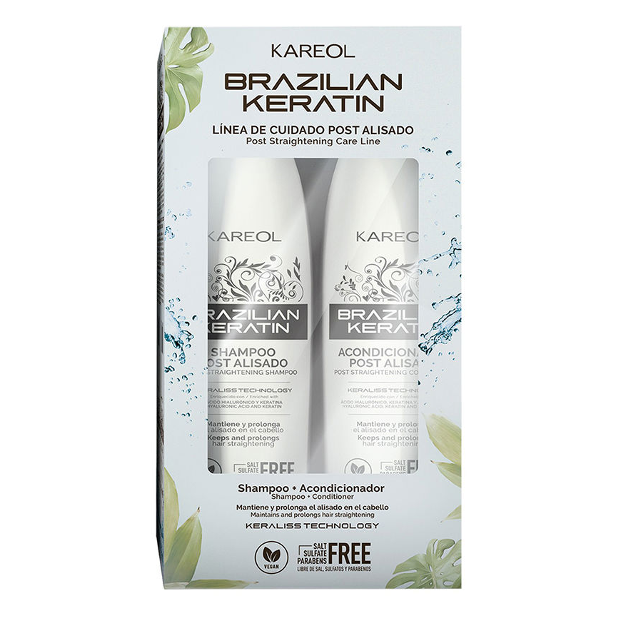 Kareol Brazilian Keratin Post Kit - Shampoo + Conditioner, 2x300