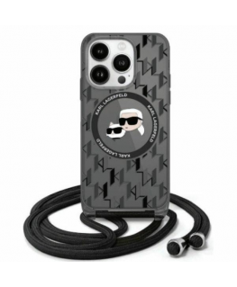 Case Karl Lagerfeld KLHMP16LHCKCKLCK iPhone 16 Pro 6.3" black/black hardcase IML Crossbody Monogram Karl & Choupette Head MagSaf