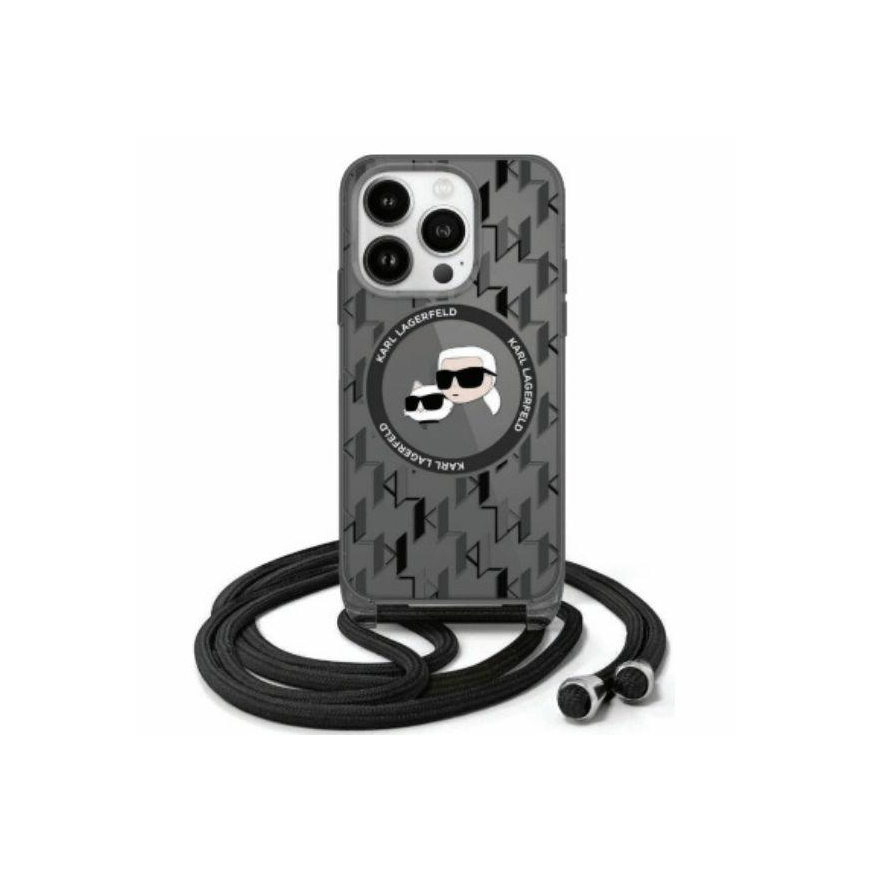 Case Karl Lagerfeld KLHMP16LHCKCKLCK iPhone 16 Pro 6.3" black/black hardcase IML Crossbody Monogram Karl & Choupette Head MagSaf