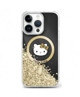 Case Hello Kitty HKHMP16SLGDIK iPhone 16 6.1" black gold/black gold hardcase Liquid Glitter Fever MagSafe