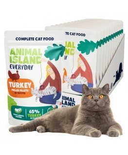 DZĪVNIEKU SALA Ikdienas tītara fileja buljonā - mitrā kaķu barība - 12 x 85g
