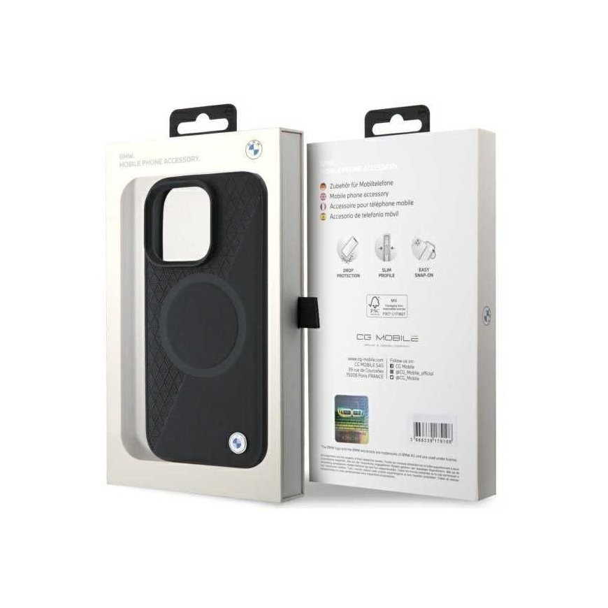 Case BMW BMHMP16X23RTPK iPhone 16 Pro Max 6.9" black/black hardcase Sign Leather Half Textured And Circle MagSafe – 2
