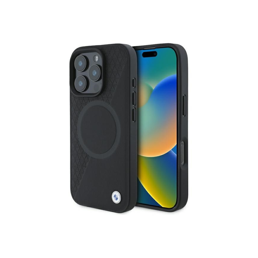 Case BMW BMHMP16X23RTPK iPhone 16 Pro Max 6.9" black/black hardcase Sign Leather Half Textured And Circle MagSafe – 3