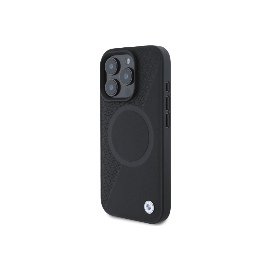 Dėklas BMW BMHMP16X23RTPK iPhone 16 Pro Max 6.9" juoda/juodas hardcase Sign Leather Half Textured And Circle MagSafe – 4