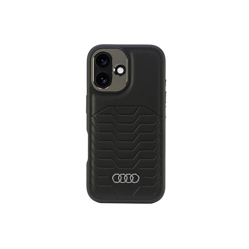 Dėklas Audi Synthetic Leather MagSafe iPhone 16 6.1" juoda/juodas hardcase AU-TPUPCMIP16-GT/D3-BK
