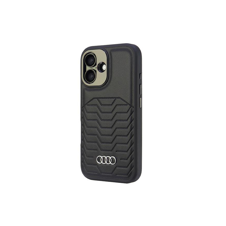 Dėklas Audi Synthetic Leather MagSafe iPhone 16 6.1" juoda/juodas hardcase AU-TPUPCMIP16-GT/D3-BK – 2