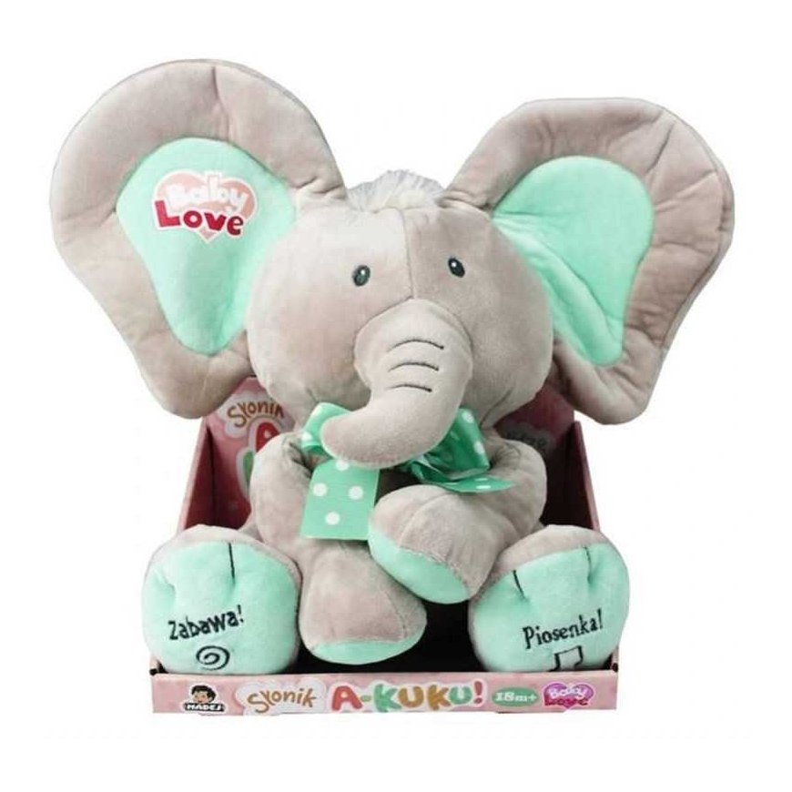Madej Peek-a-boo dramblys interaktyvus talismanas, smėlio ir mėtų, 24 cm – 2