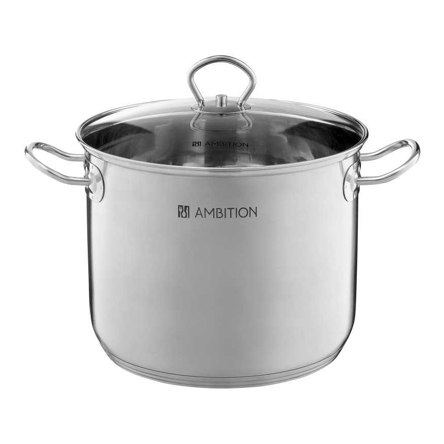 Tall pot in stainless steel with a lid Acero 38 cm 30 l AMBITION