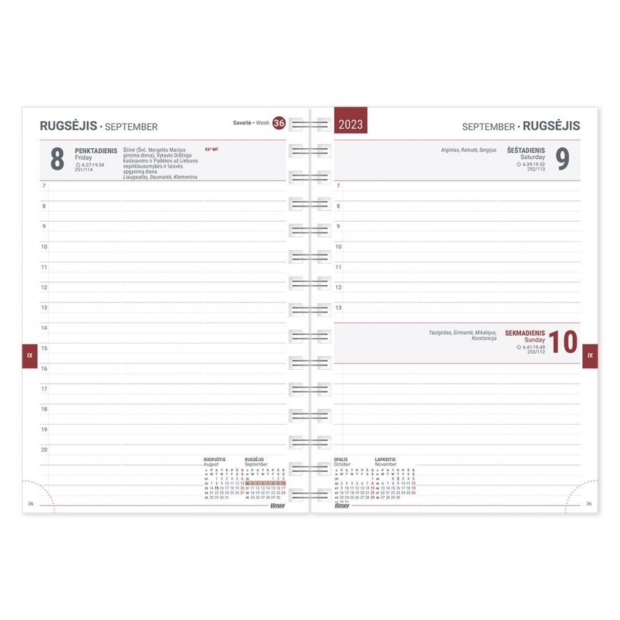 Timer Darbo knyga Kancleris Day 2020m., 140x190mm bordo – 3