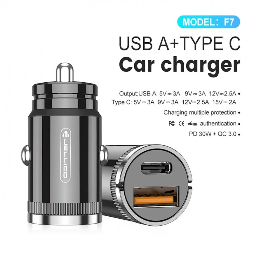 Jellico F7 57W Metāla Divu portu Ātrais Adaptīvais Auto Lādētājs – 2