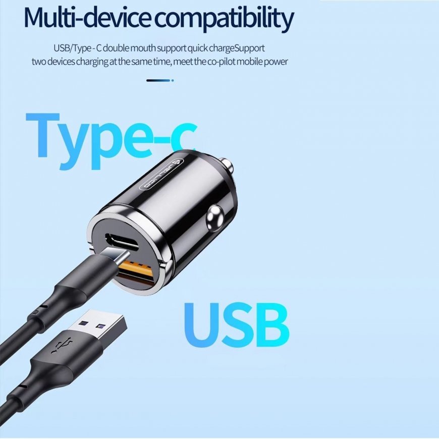 Jellico F6 38W Nano Mini Metallauto DC 12-24V Dupleks Port PD 20 – 2