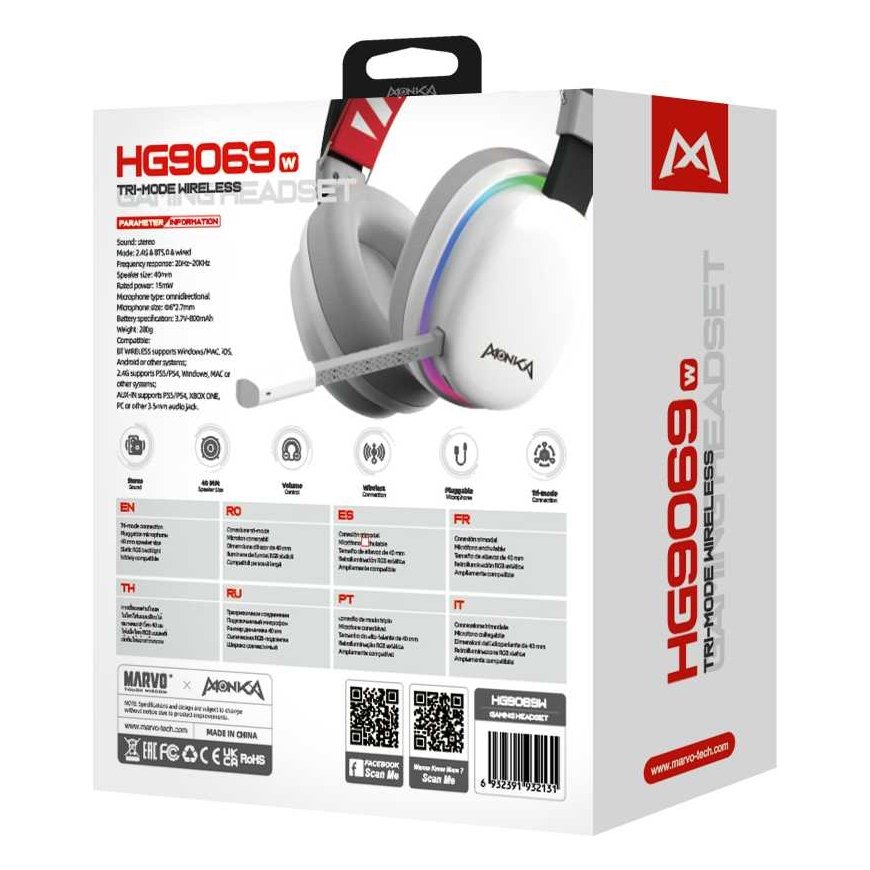 Marvo Monka Echo HG9069W wireless headphones (White) – 5