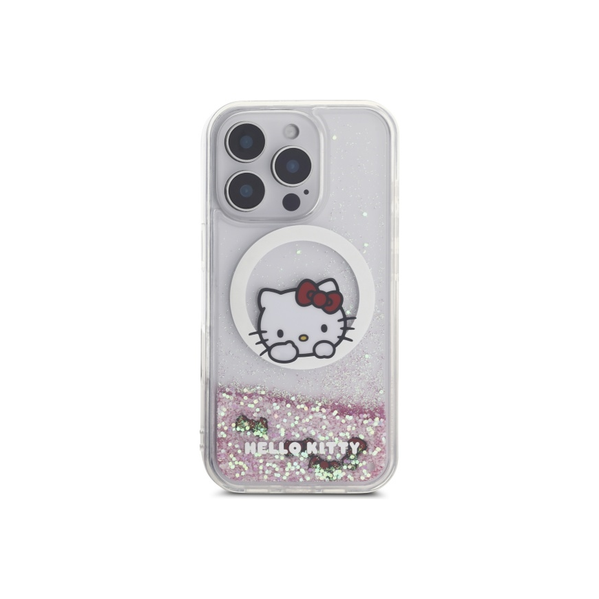 Case Hello Kitty HKHMP16LLSWKH iPhone 16 Pro 6.3" white/white hardcase Liquid Glitter Sweet Kitty Bows MagSafe – 3