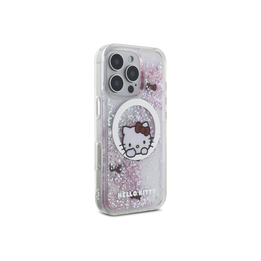 Case Hello Kitty HKHMP16LLSWKH iPhone 16 Pro 6.3" white/white hardcase Liquid Glitter Sweet Kitty Bows MagSafe – 4
