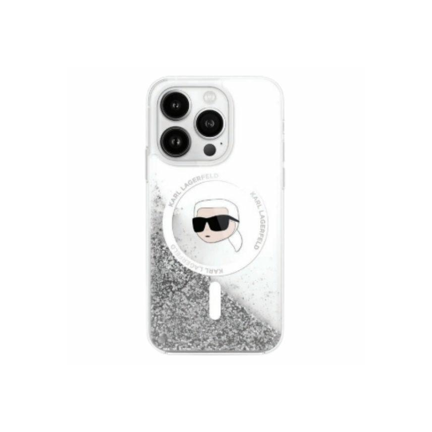 Case Karl Lagerfeld KLHMP16SLGKISGH iPhone 16 6.1" hardcase transparent Liquid Glitter Karl Head Magsafe