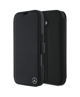 Dėklas Mercedes MEBKP16S23RBGVK iPhone 16 6.1" juoda/juodas Leather Wood Imitation