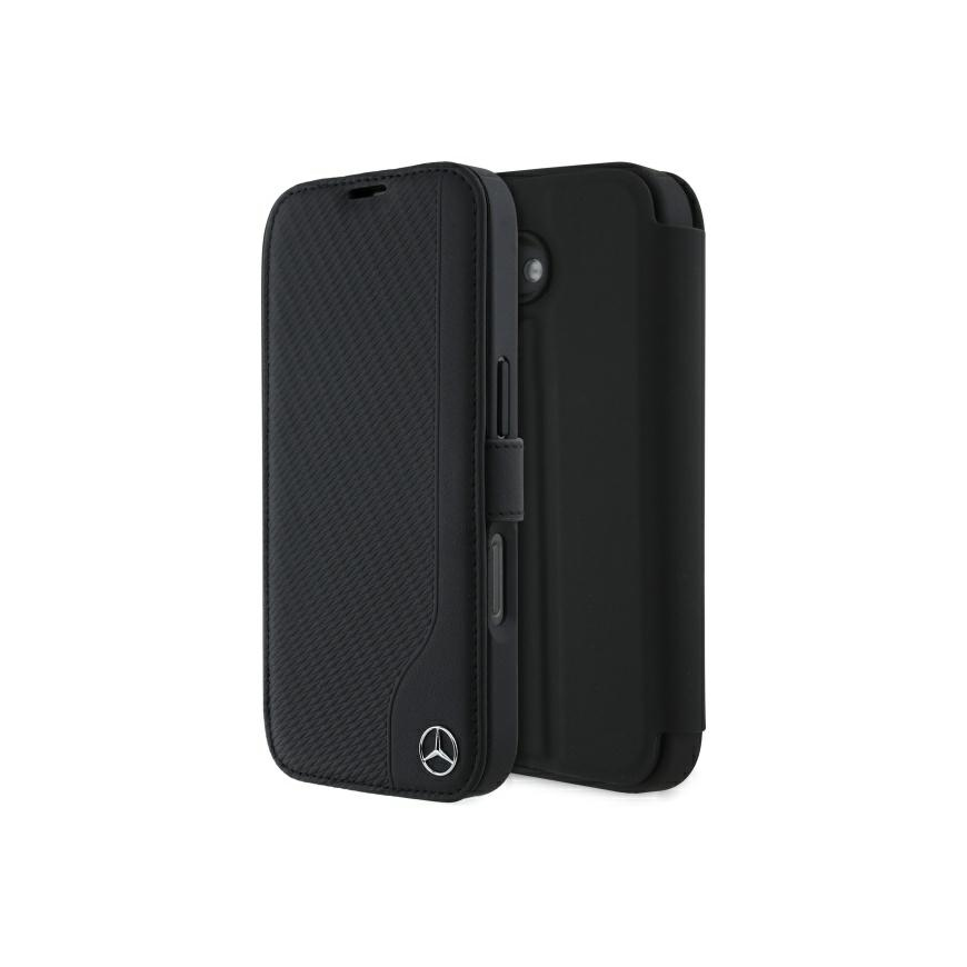 Case Mercedes MEBKP16S23RBGVK iPhone 16 6.1" black/black Leather Wood Imitation