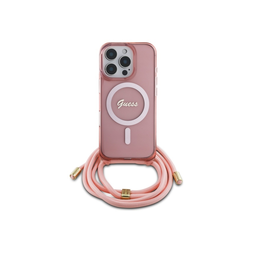 Case Guess GUHMP16LHCTSGNSP iPhone 16 Pro 6.3" pink/pink hardcase Crossbody Cord Script MagSafe – 2