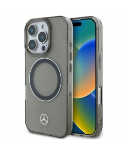 Case Mercedes MEHMP16L23HUOSK iPhone 16 Pro 6.3" black/black hardcase Silver Ring MagSafe