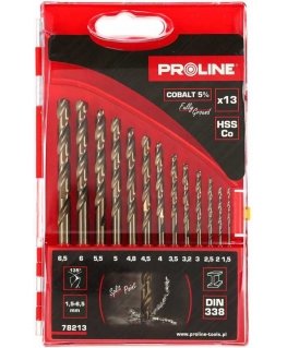 Grąžtas Proline HSSCO DIN338 metaliniai grąžtai, šlifuoti, 13 vnt (1,5-6,5 mm) prolino
