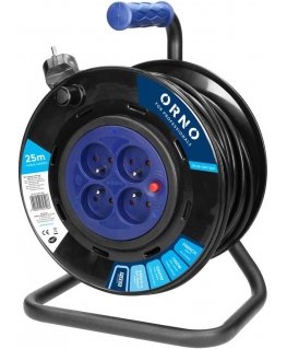 Orno Ritės ilgintuvas, 4 lizdai 2P+Z, PVC kabelis H05VV-F 3x1,5mm?, ilgis 25m, fiksuoti lizdai, terminis saugiklis, srovės kelio