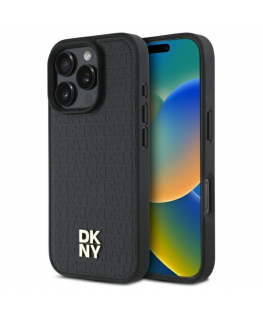 Case DKNY DKHMP16LPSHRPSK iPhone 16 Pro 6.3" hardcase black/black Repeat Pattern Stack Logo MagSafe