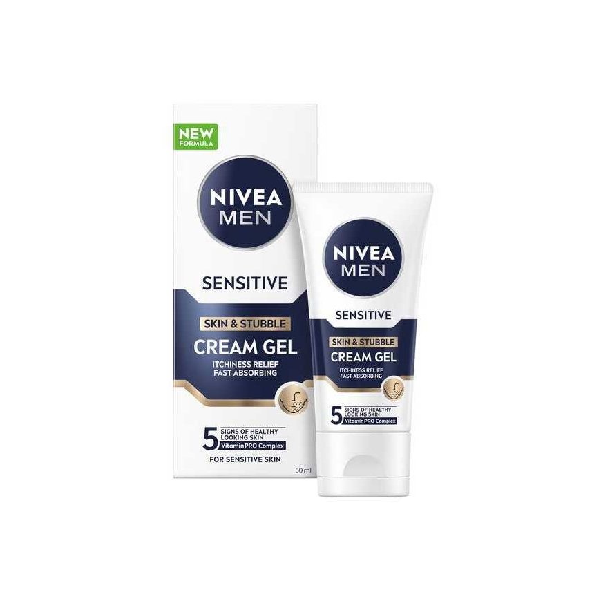 Nivea Jautriai odai & Stubble Kremas Gel - Kremas gelis jautriai odai ir ražienoms - 50 ml