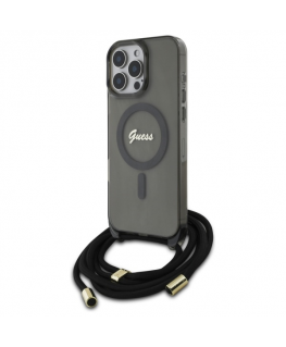 Case Guess GUHMP16XHCTSGNSK iPhone 16 Pro Max 6.9" black/black hardcase Crossbody Cord Script MagSafe
