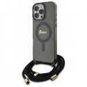 Dėklas Guess GUHMP16XHCTSGNSK iPhone 16 Pro Max 6.9" juoda/juodas hardcase Crossbody Cord Script MagSafe Dėklas Guess GUHMP16XHCTSGNSK iPhone 16 Pro Max 6.9" juoda/juodas hardcase Crossbody Cord Script MagSafe