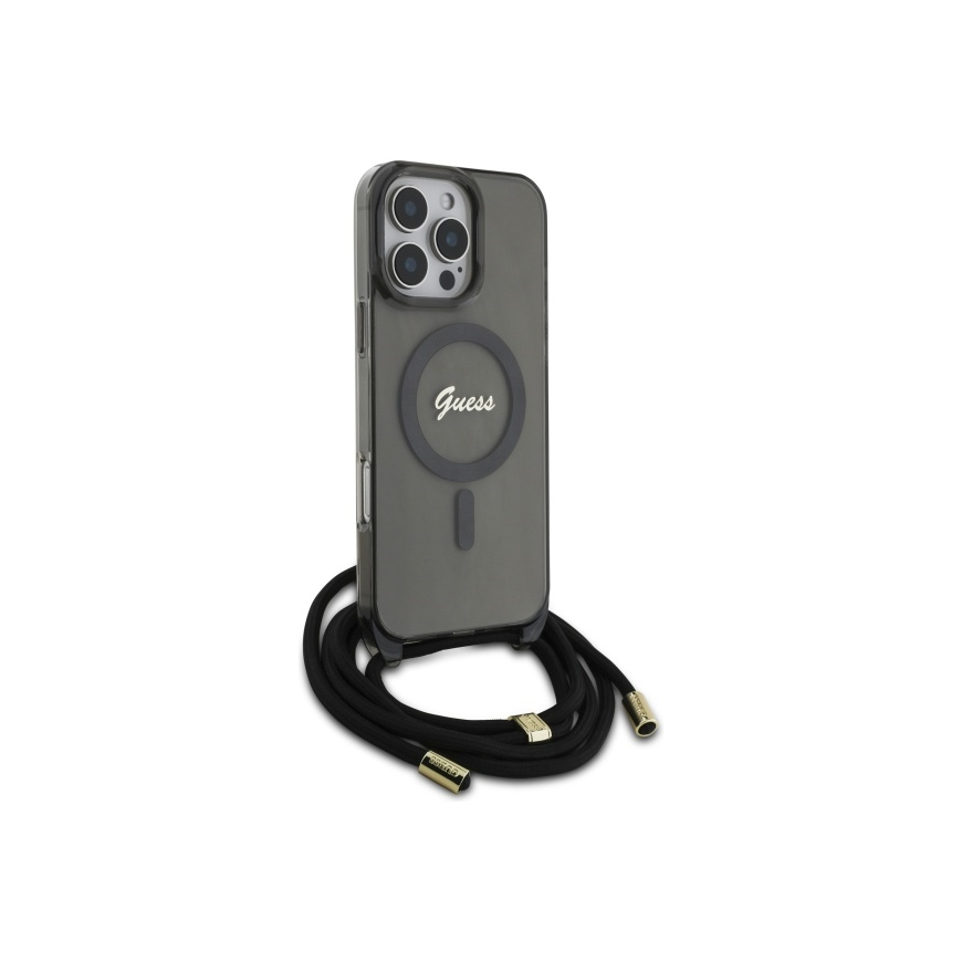 Case Guess GUHMP16XHCTSGNSK iPhone 16 Pro Max 6.9" black/black hardcase Crossbody Cord Script MagSafe – 3