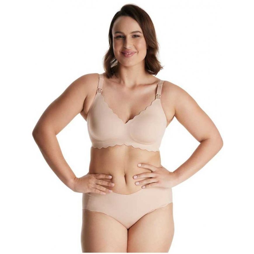 MOMCOZY SEAMLESS PREGNANT AND NURSING BRA FLORAL YN46, OYSTER PINK, SIZE M