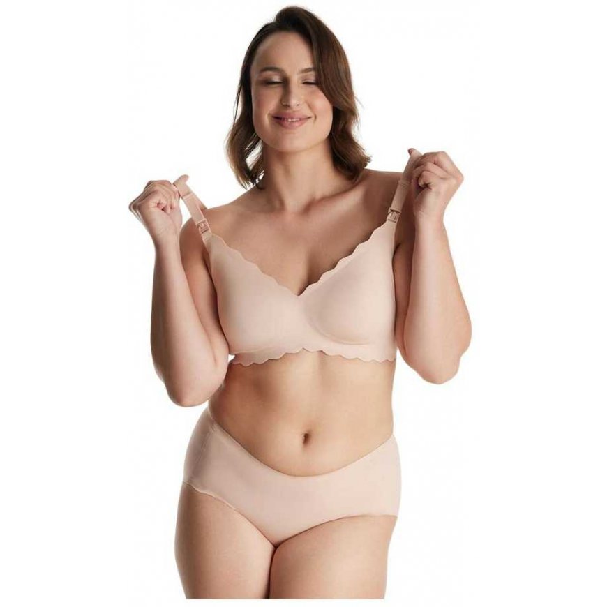 MOMCOZY SEAMLESS PREGNANT AND NURSING BRA FLORAL YN46, OYSTER PINK, SIZE M – 2