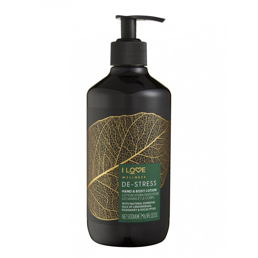 I Love, Wellness De-Stress, Vegan, Moisturizing & Softening, Rosemary, Eucalyptus & Lemongrass, Lotion, For Hands & Body, 500 ml