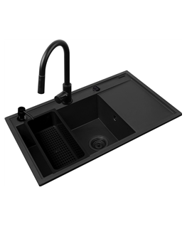 Set - PYRAMIS CAMEA (79X50) 1B 1D L sink + IDEA BLACK EDITION mixer tap - 070168402BE - Volcano