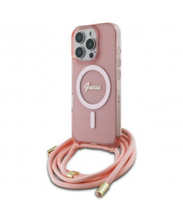 Dėklas Guess GUHMP16XHCTSGNSP iPhone 16 Pro Max 6.9" rožinis/pink hardcase Crossbody Cord Script MagSafe