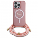 Case Guess GUHMP16XHCTSGNSP iPhone 16 Pro Max 6.9" pink/pink hardcase Crossbody Cord Script MagSafe