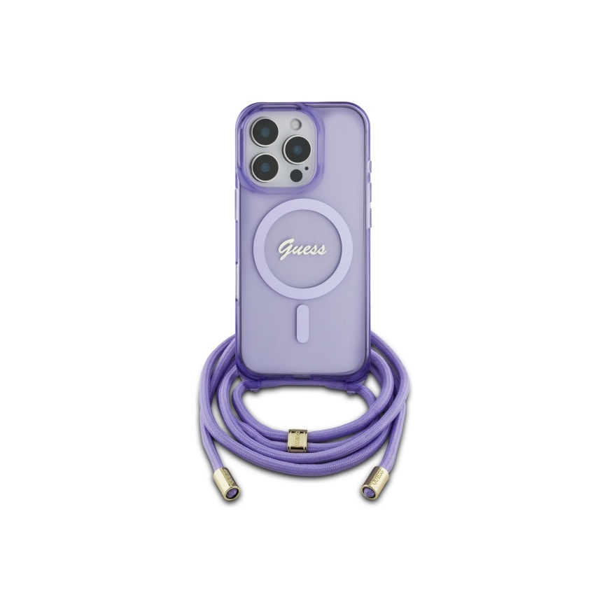 Case Guess GUHMP16XHCTSGNSU iPhone 16 Pro Max 6.9" purple/purple hardcase Crossbody Cord Script MagSafe – 2