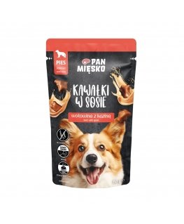 PANAS GAĻAS Gabali mērcē Liellopu gaļa ar kazu (pieaugušam) - Slapjā suņu barība - 150g