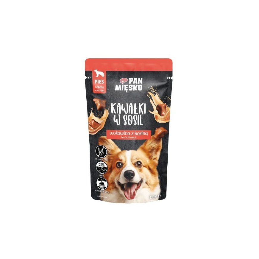 PANNILIHA Tükid kastmes Veiseliha kitsega (täiskasvanud) - Märg koeratoit - 150g – 2